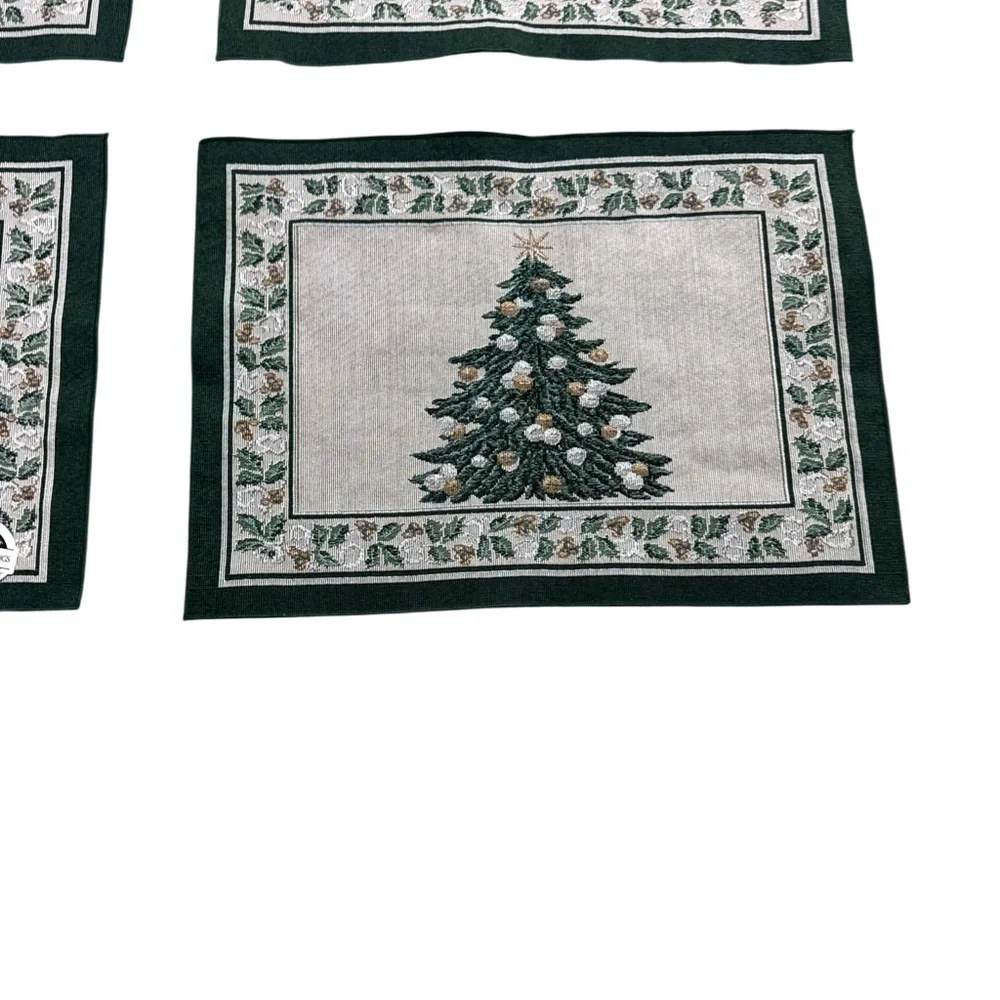 Set of 4 Christmas Tree Placemats American Greetings 18” X 13” NWT